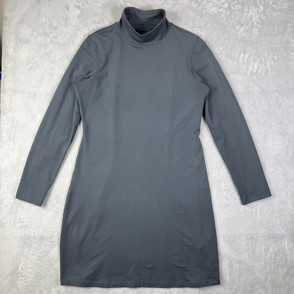 Title Nine Getaway Dress Size Large Grey Longsleeve Soft Stretch Athletic Button